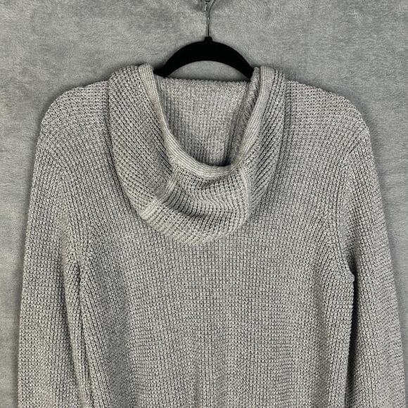 J Mclaughlin Sweater Women Large Gray Zip Cardigan Waffle Knit Minimalist Preppy - Picture 4 of 13